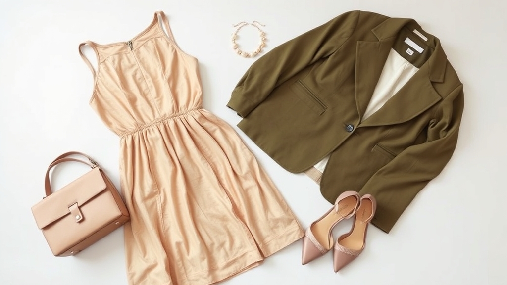 beżowa sukienka i marynarka okazje
