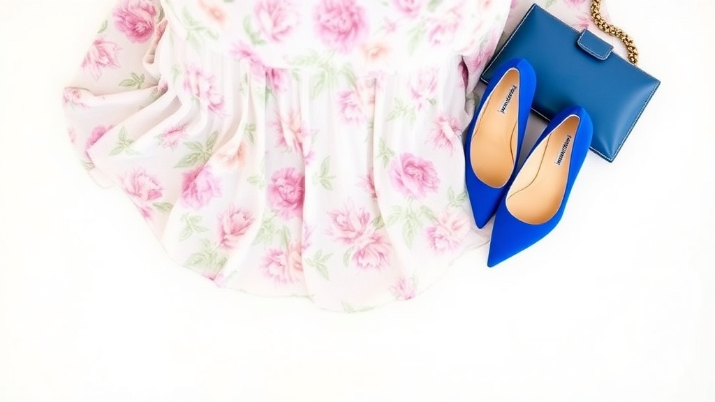 sukienka w kwiaty niebieskie buty