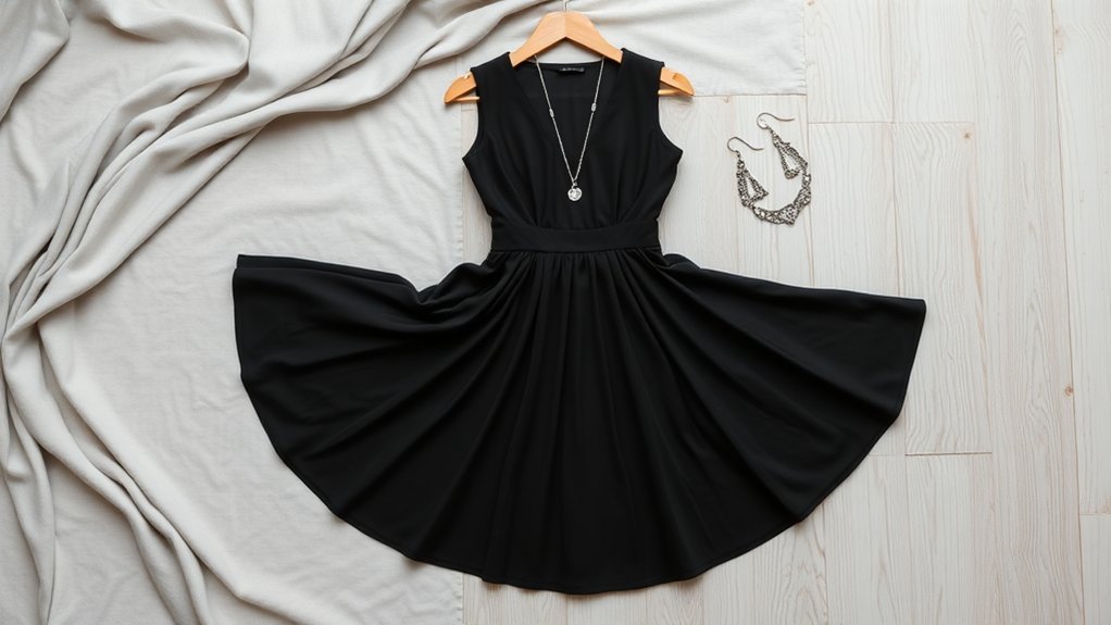 biżuteria z czarną sukienką