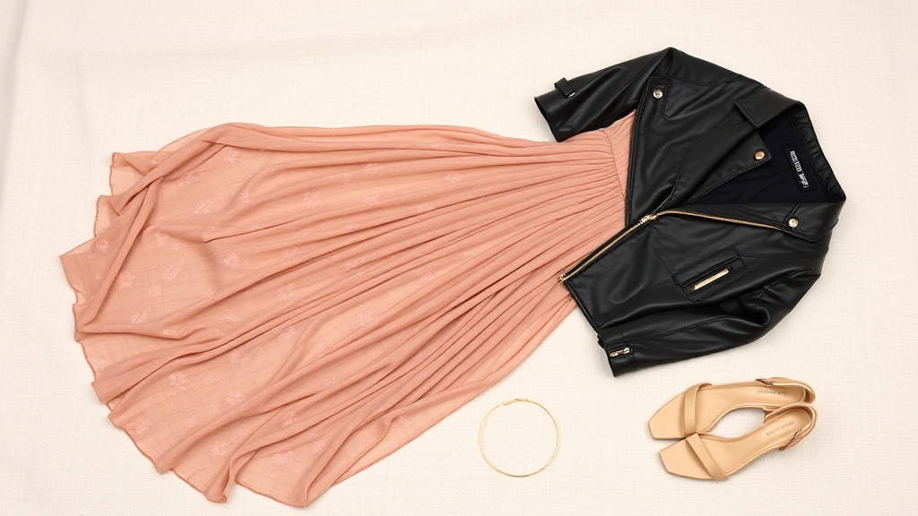 skórzana kurtka z sukienką