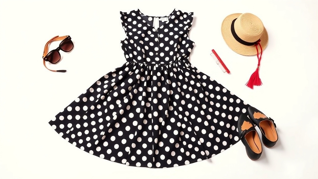 okulary przeciwsłoneczne uzupełniające sukienkę w kropki